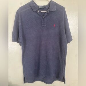Polo by Ralph Lauren Men's Dark Blue Polo Shirt with Red Logo